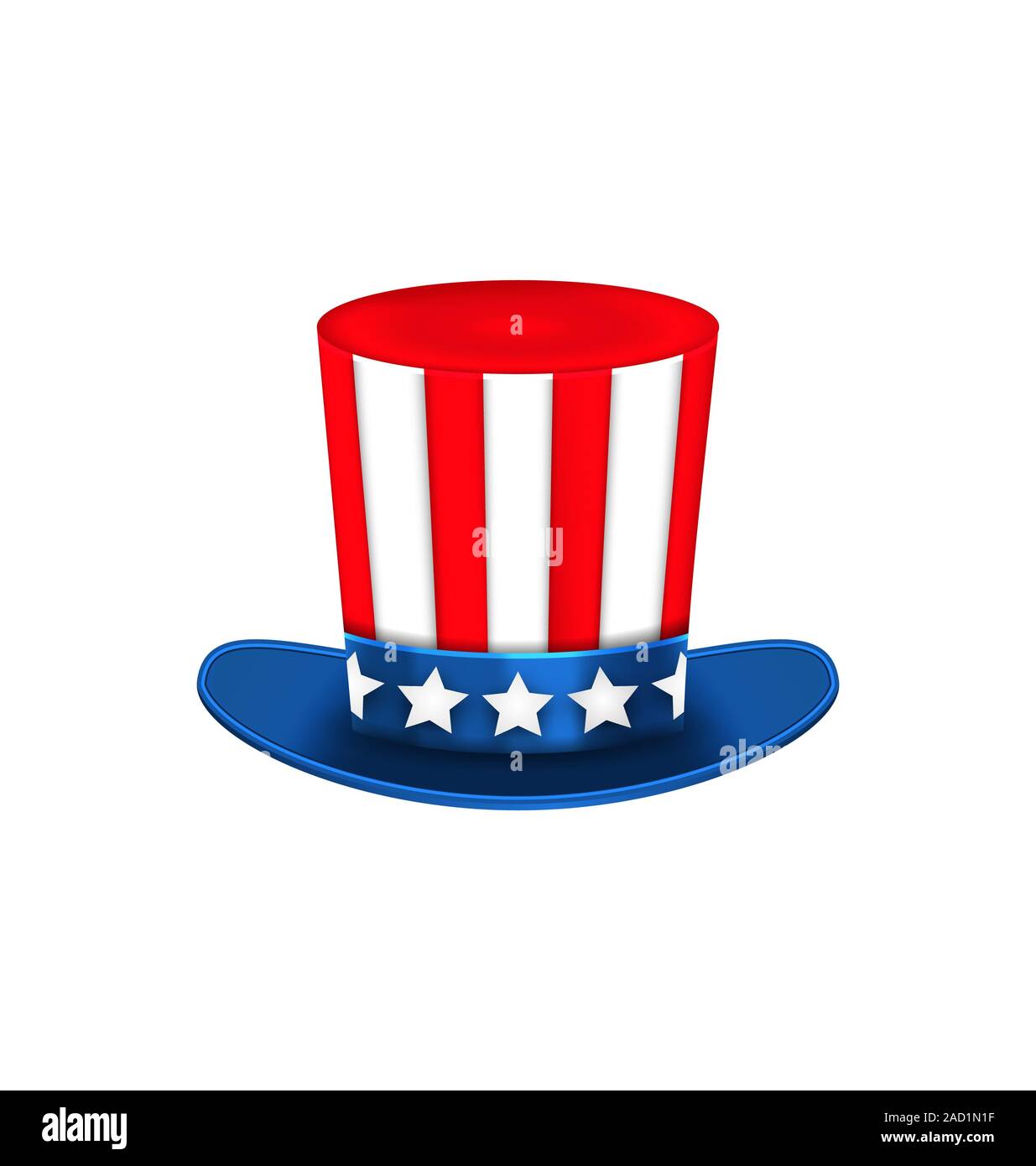 Uncle Sam's Hat for American Holidays, Isolated on White Background Stock Photo