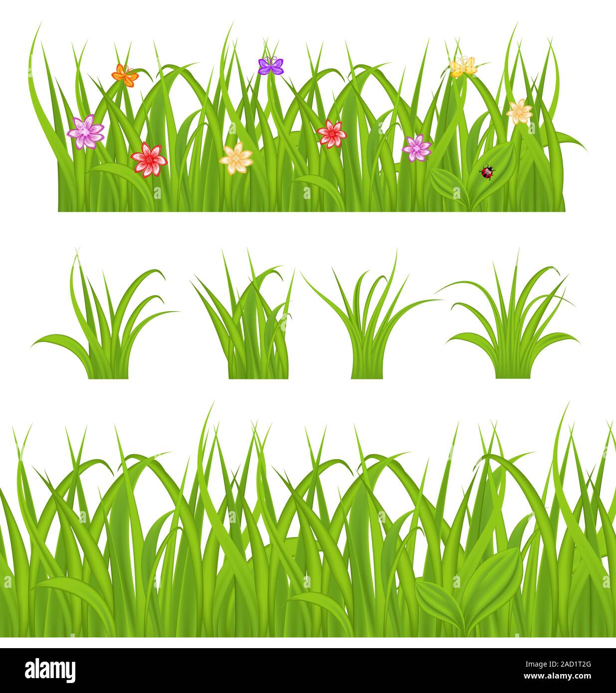 Set green grass isolated on white background Stock Photo - Alamy
