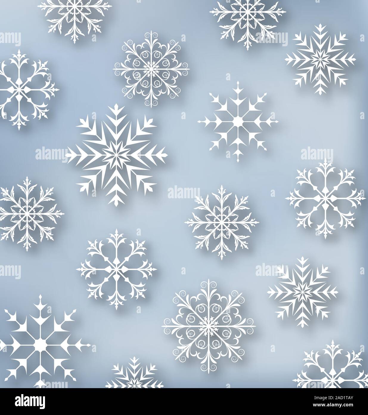 Christmas blue wallpaper with set snowflakes Stock Photo - Alamy