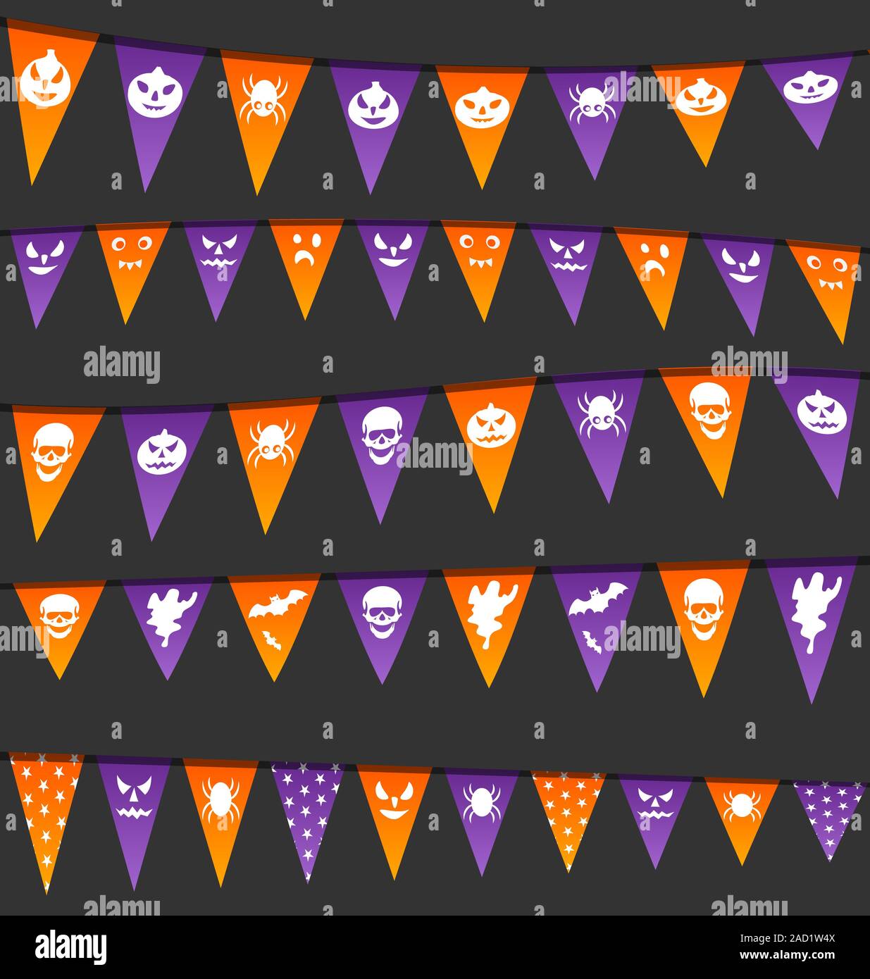 Halloween hanging flags with different symbols Stock Photo - Alamy