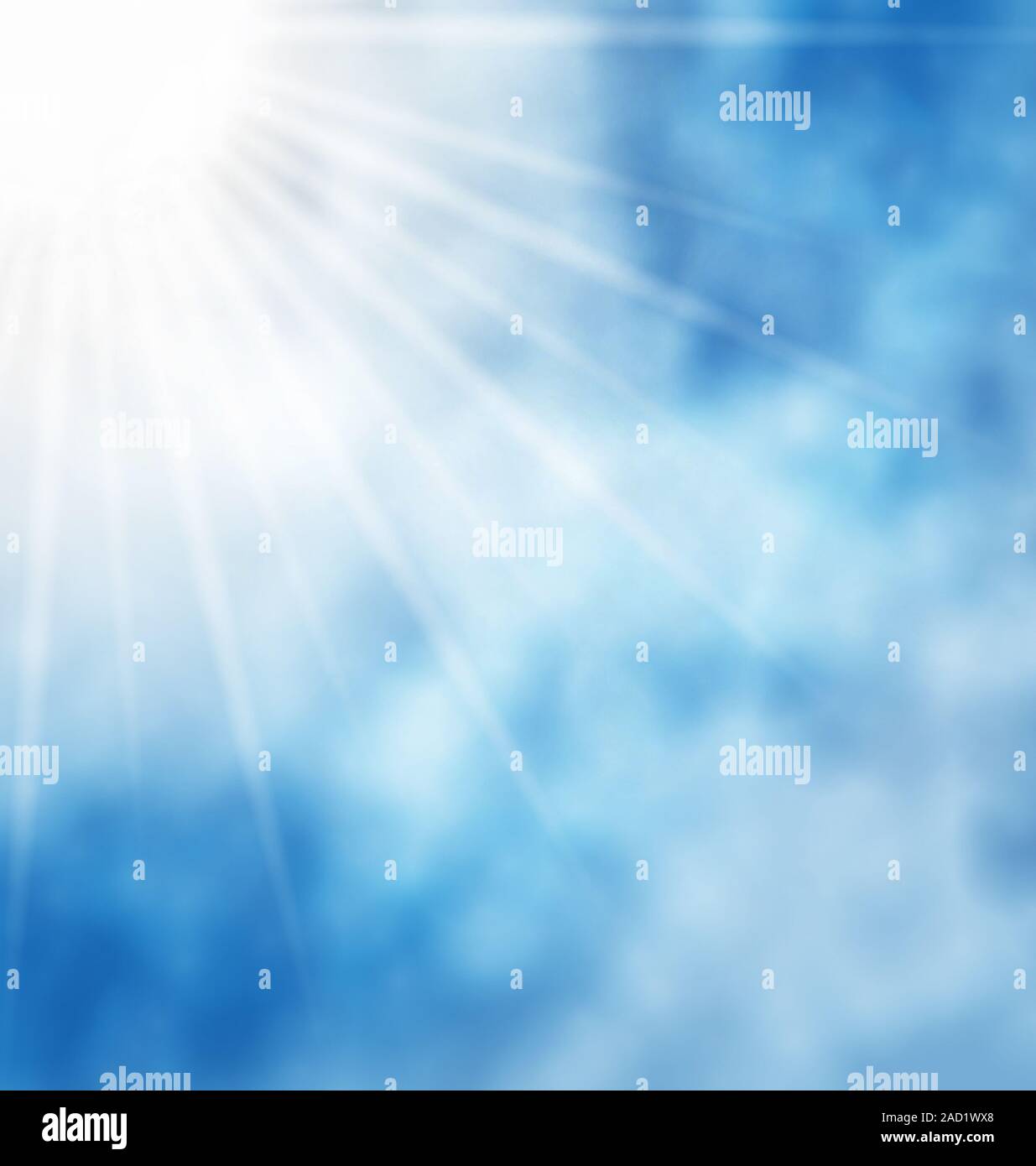 Illustration nature background blue sky and sun Stock Photo - Alamy