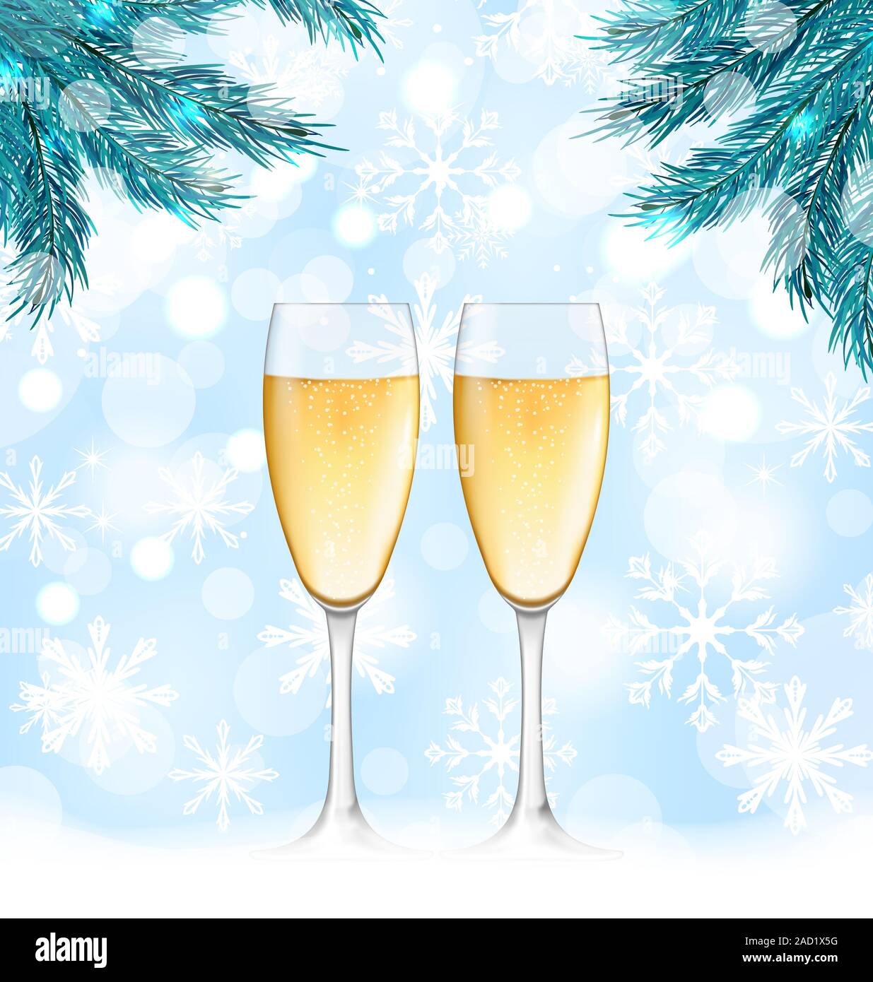 Winter Holiday Background with Glasses of Champagne Stock Photo - Alamy