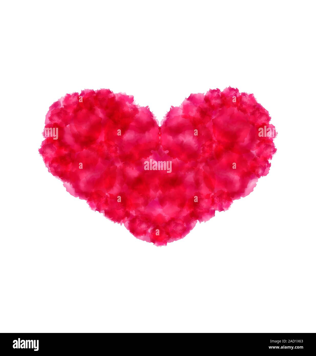 Pink hand-drawn watercolor heart isolated on white background fo Stock ...