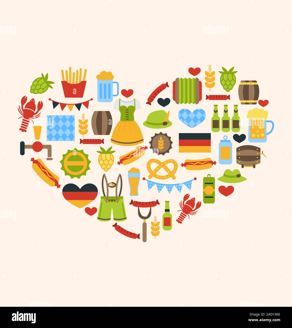 Heart made in Oktoberfest Traditional Symbols Stock Photo Alamy