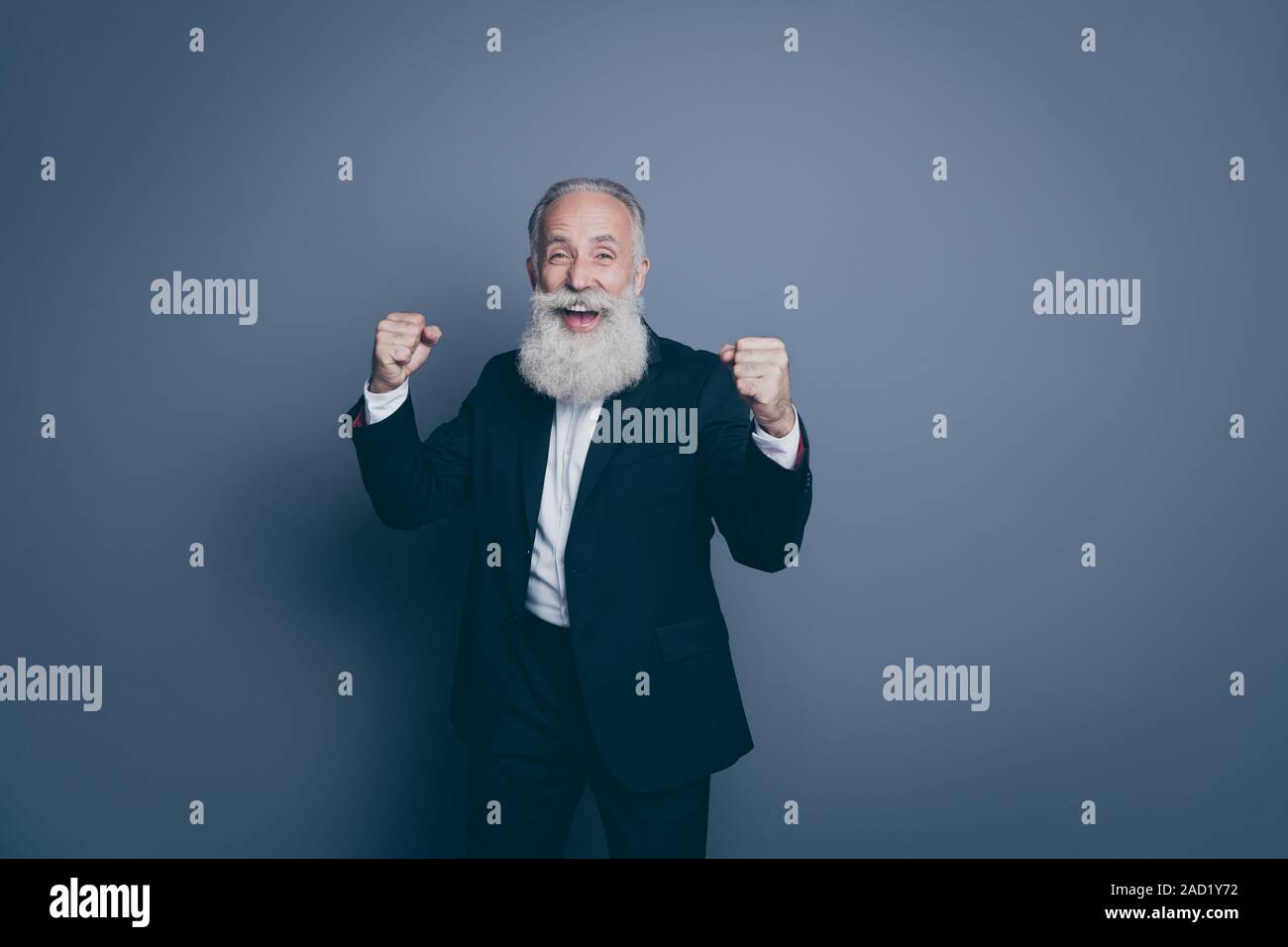 Portrait Of His He Nice Attractive Cheerful Cheery Satisfied Gray