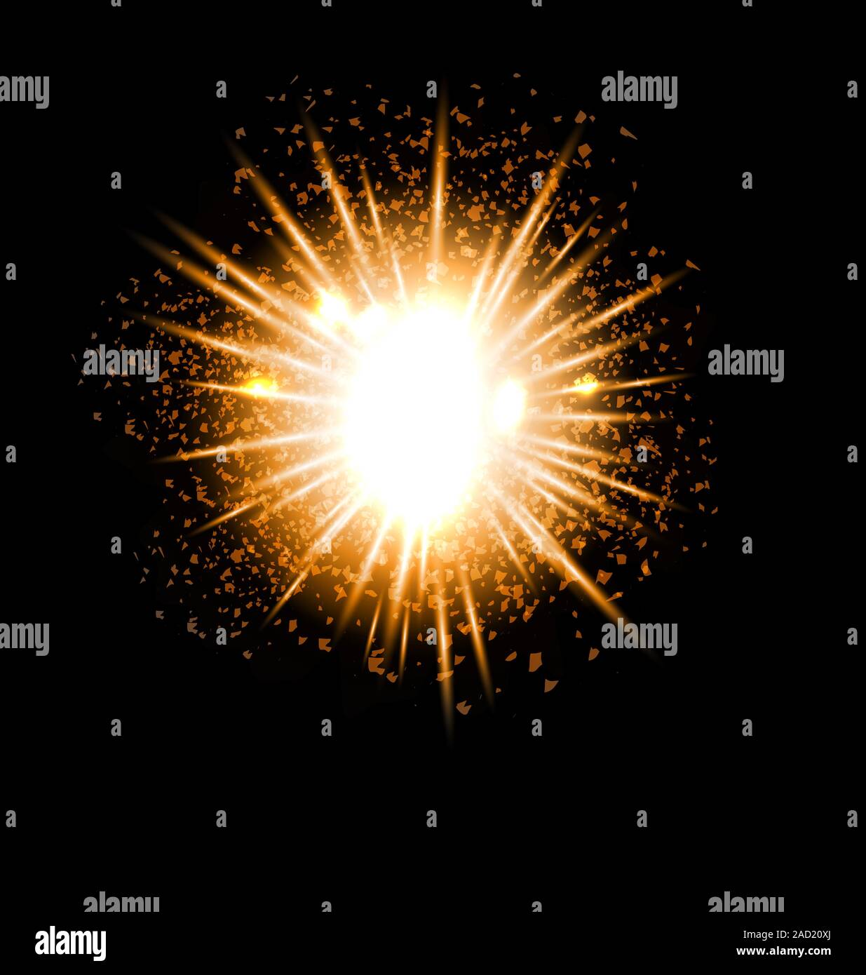 Explosion fireworks powerful bright ray Stock Photo