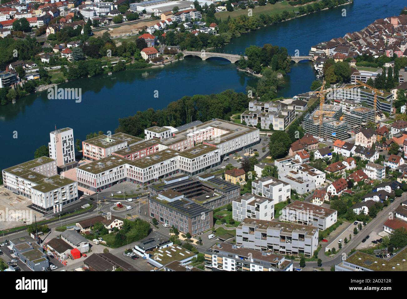 New development area Salmenpark am Rhein in Rheinfelden, Switzerland Stock Photo