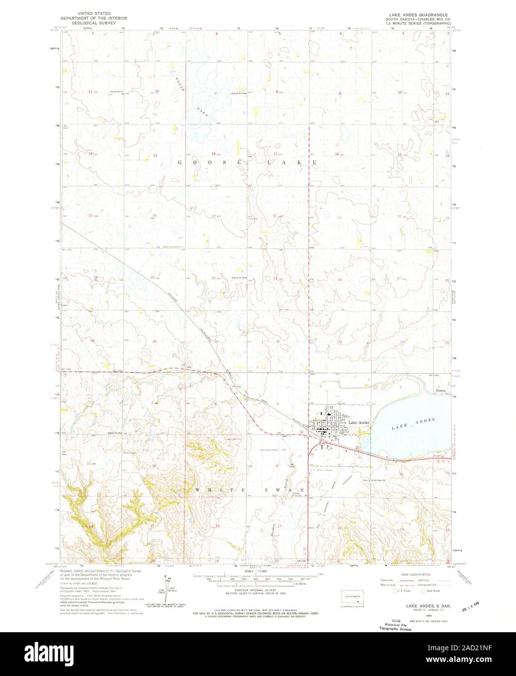 Lake andes south dakota map hires stock photography and images Alamy