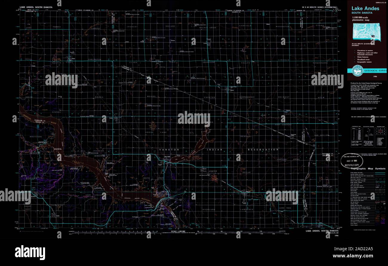 Lake andes south dakota map hires stock photography and images Alamy