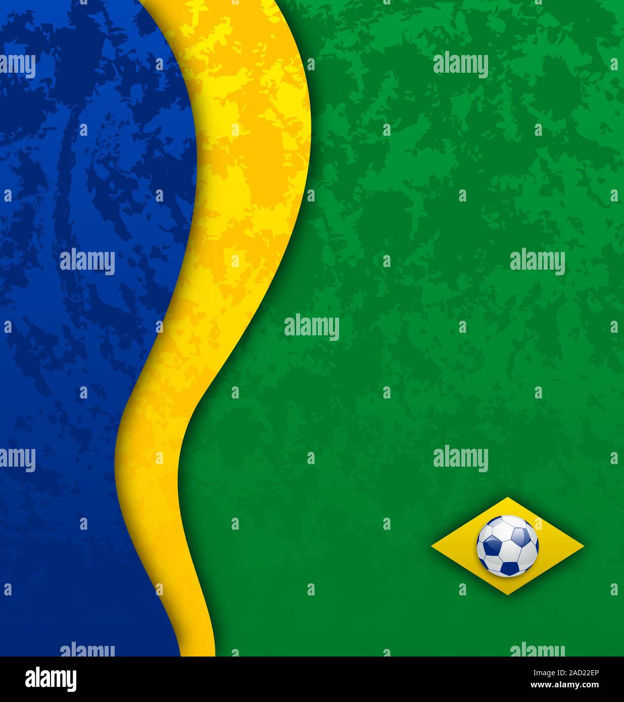 Grunge football background in Brazil flag colors Stock Photo
