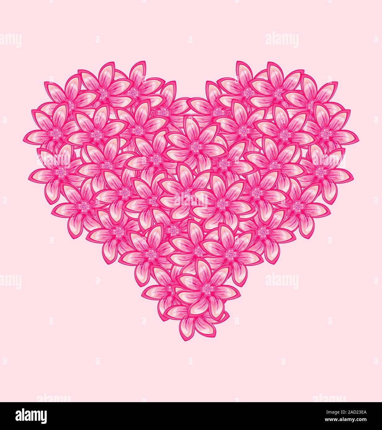 Romantic heart made of pink flowers for Valentine Day Stock Photo Alamy