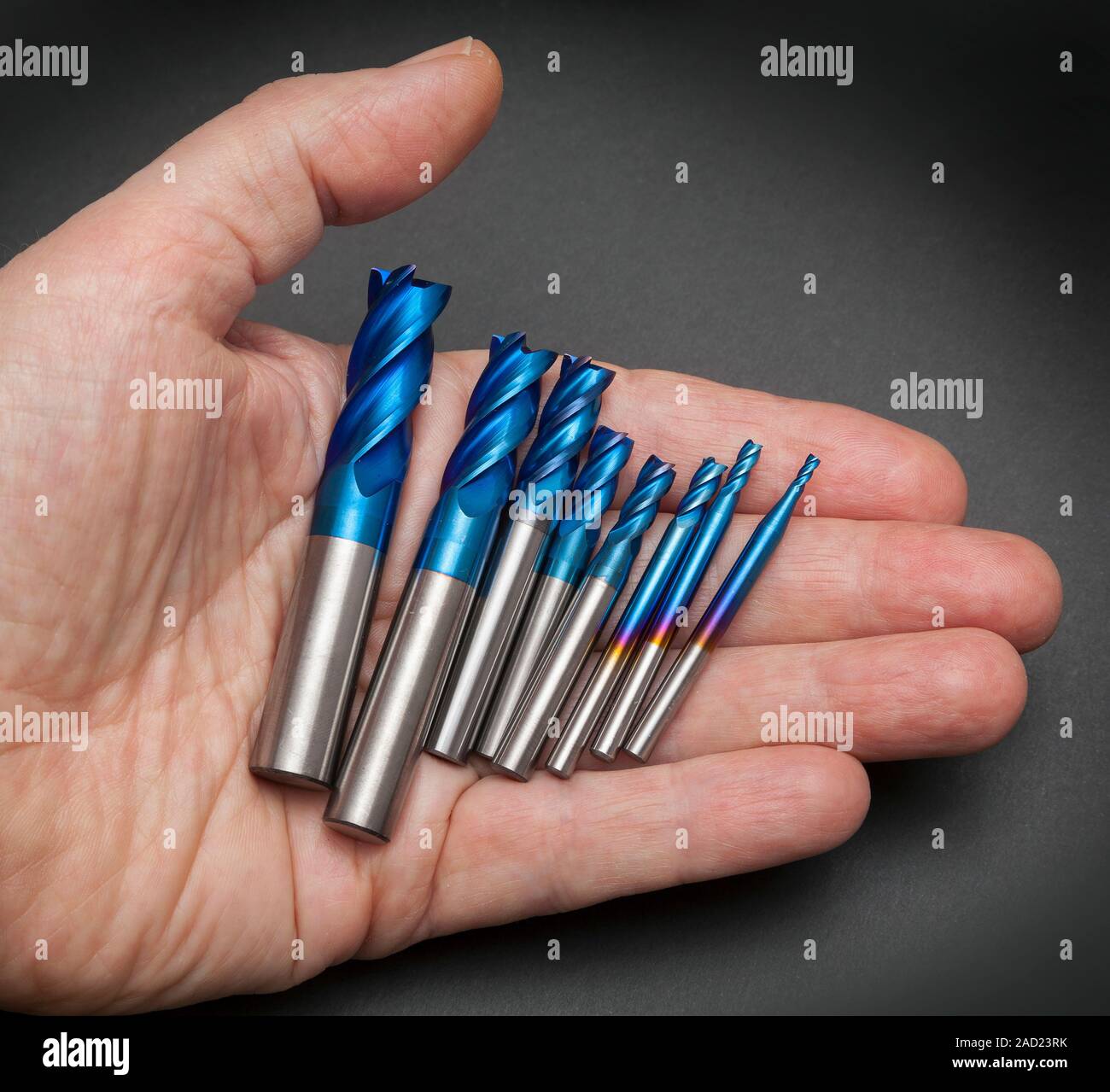 milling machine bits, surface cutting points, various sizes Stock Photo