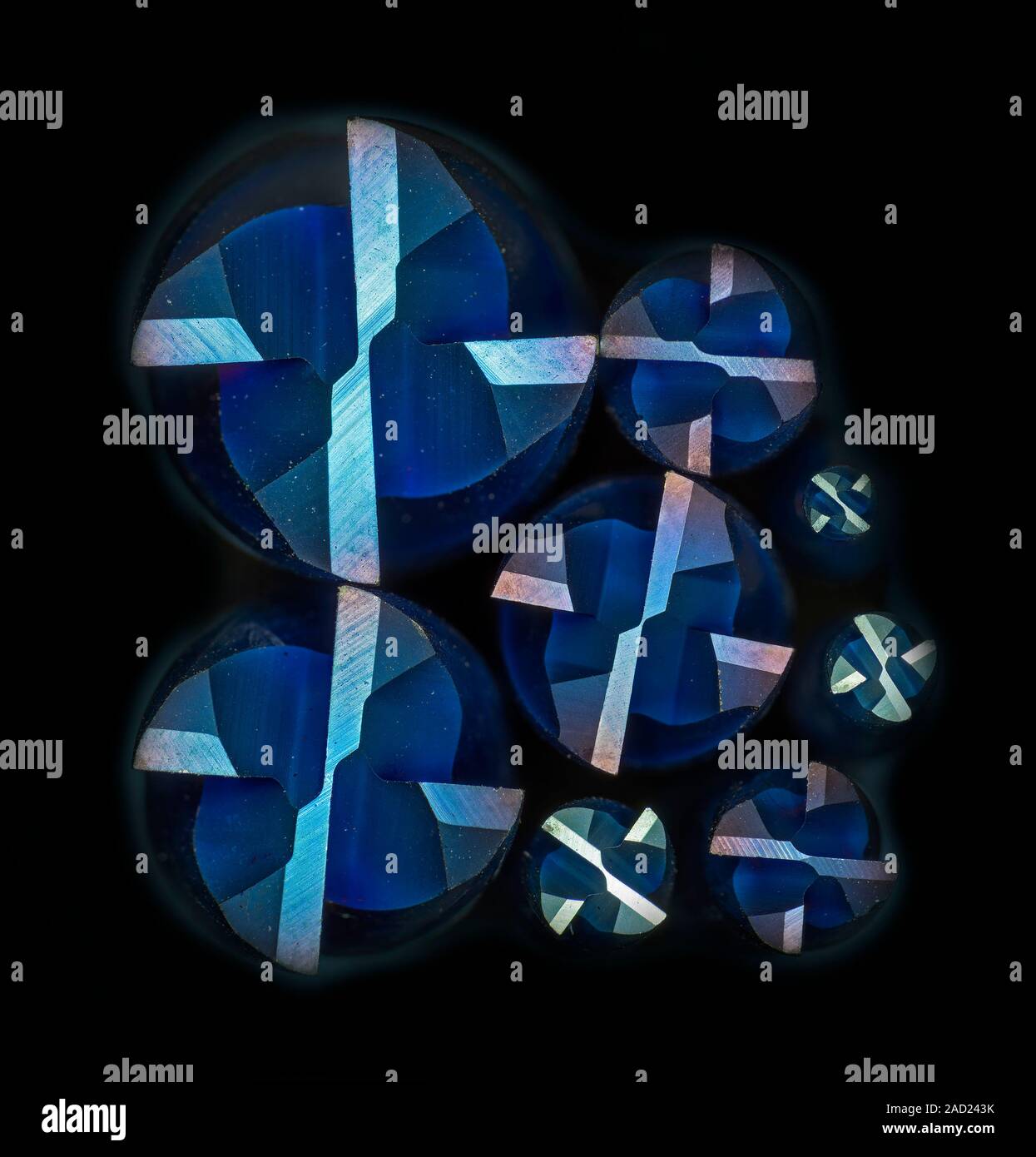 milling machine bits, surface cutting points, various sizes Stock Photo