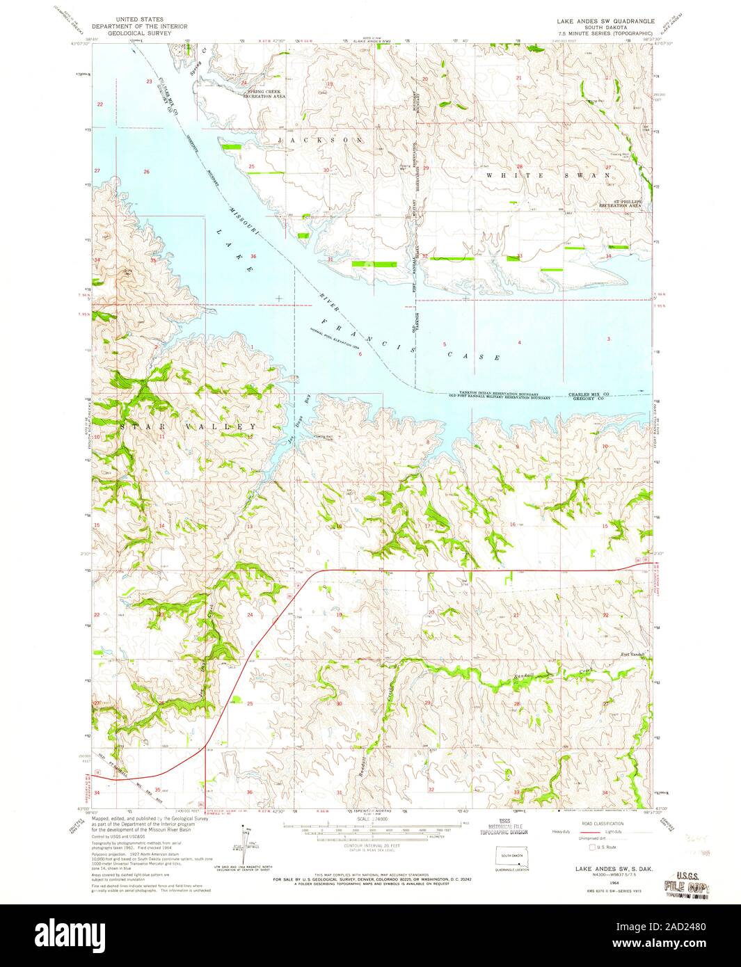 Lake andes south dakota map hires stock photography and images Alamy