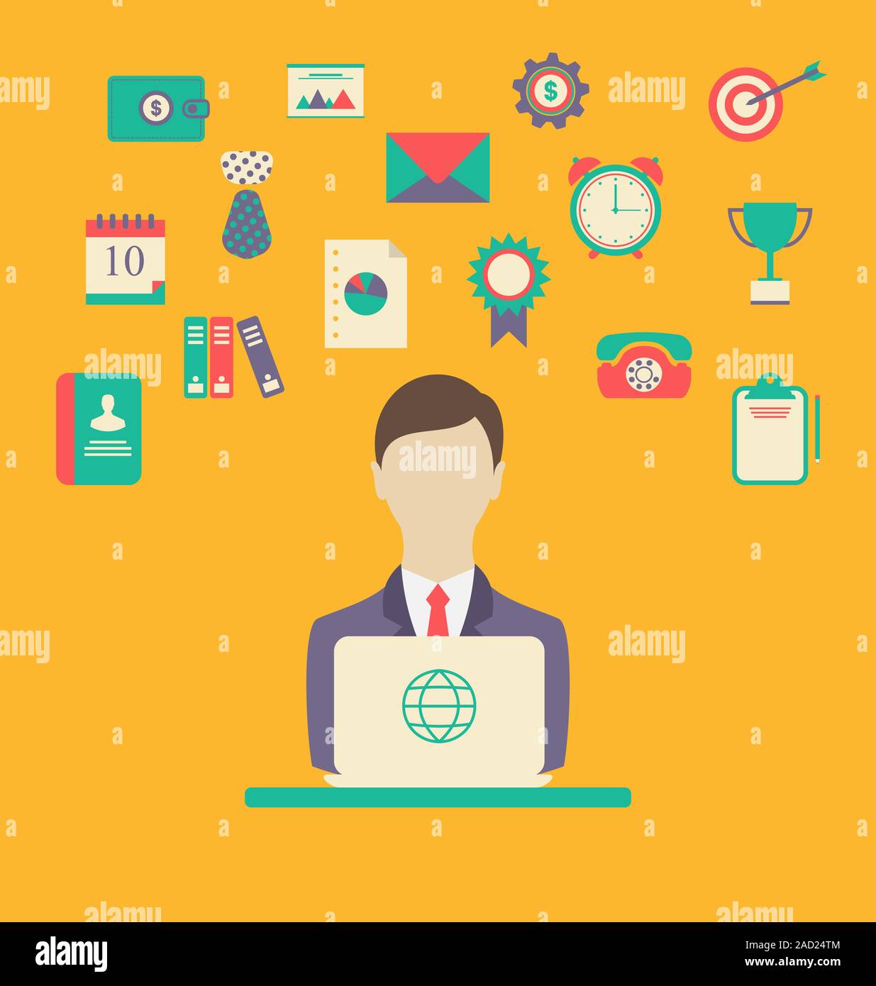 Designer, work place, work elements, flat style design Stock Photo - Alamy