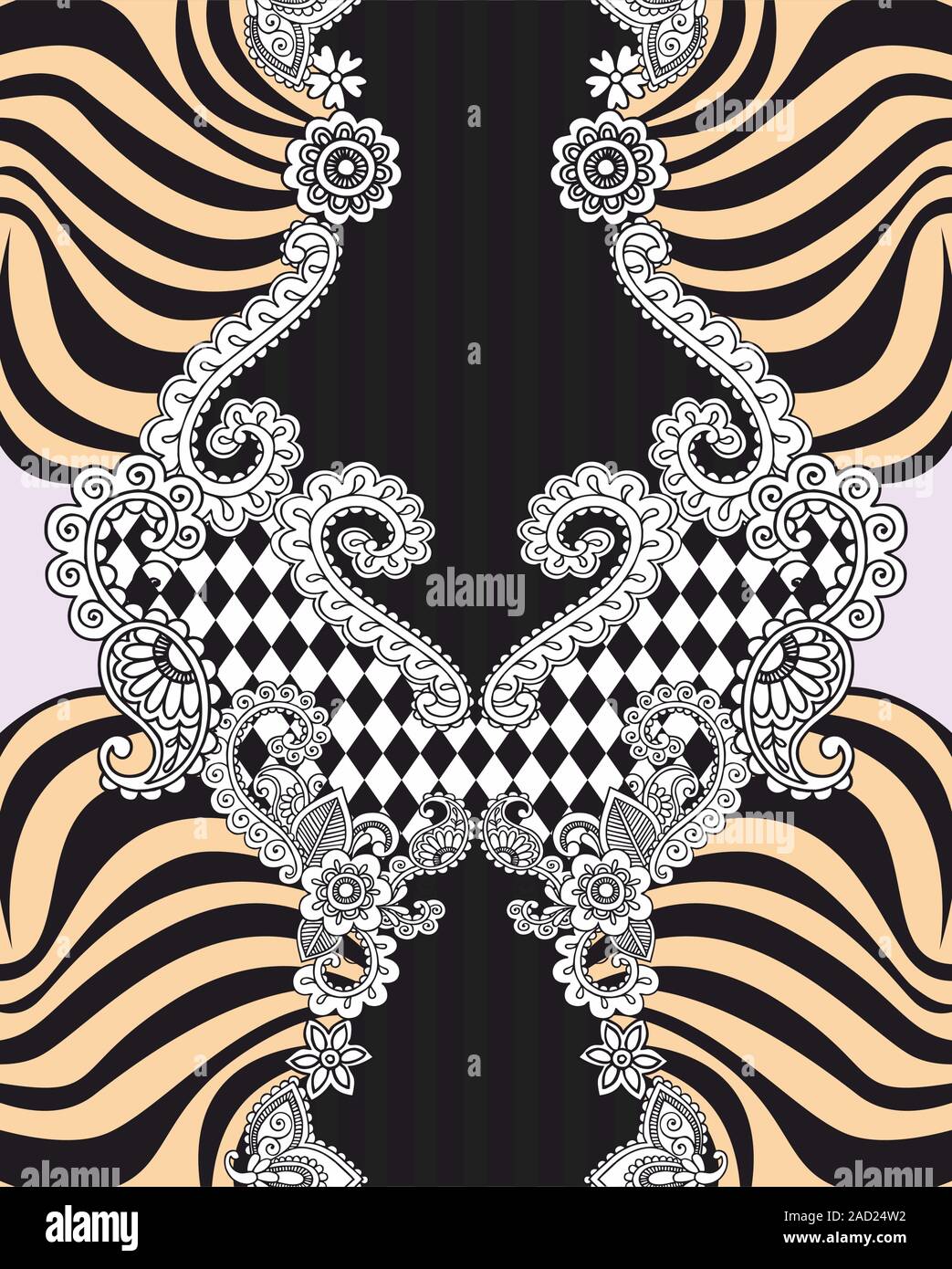 Black and white paisley pattern. Seamless print of fabric. Geometric background. - vector Stock Vector