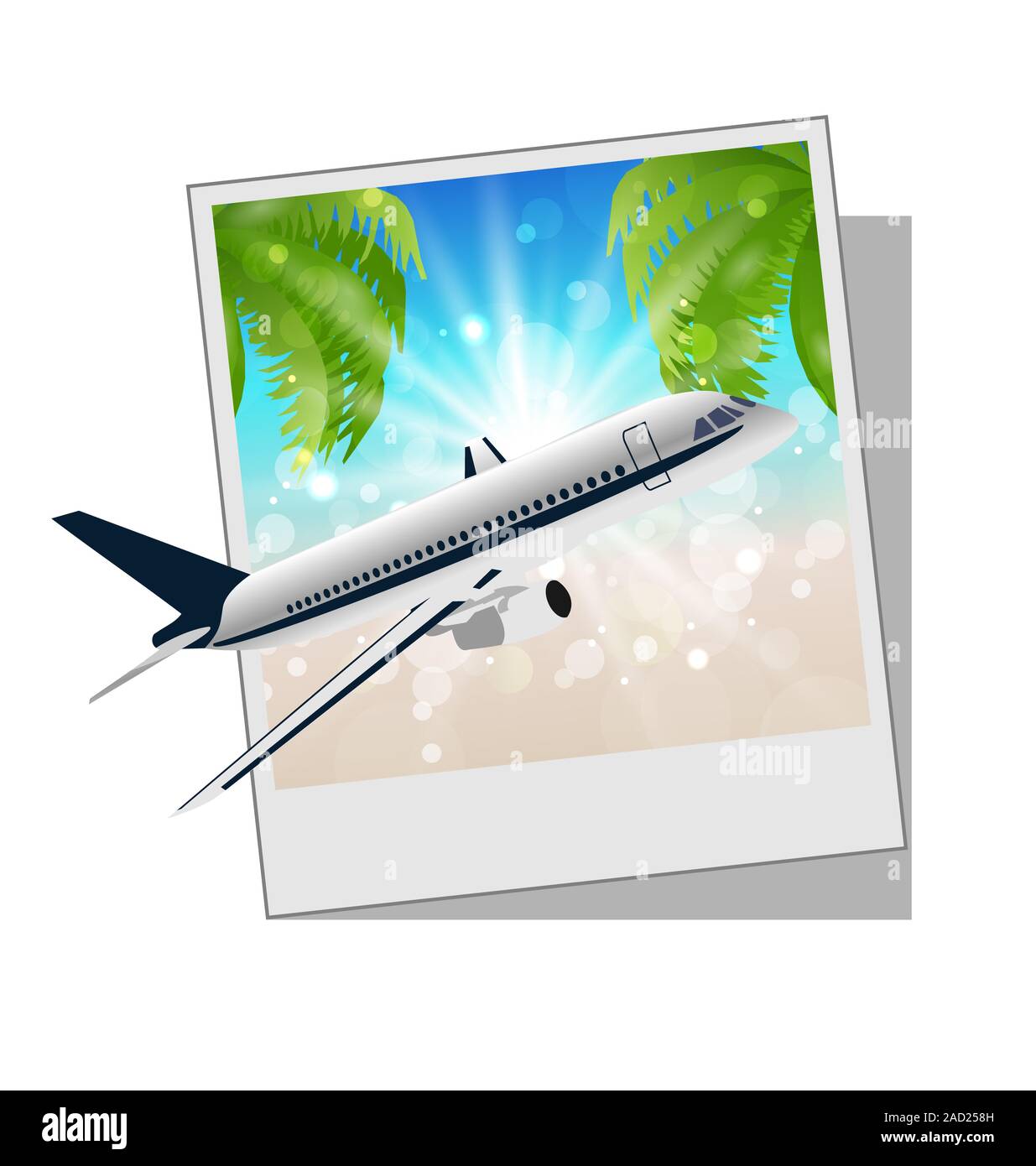 Photo frame with seaside and plane Stock Photo Alamy