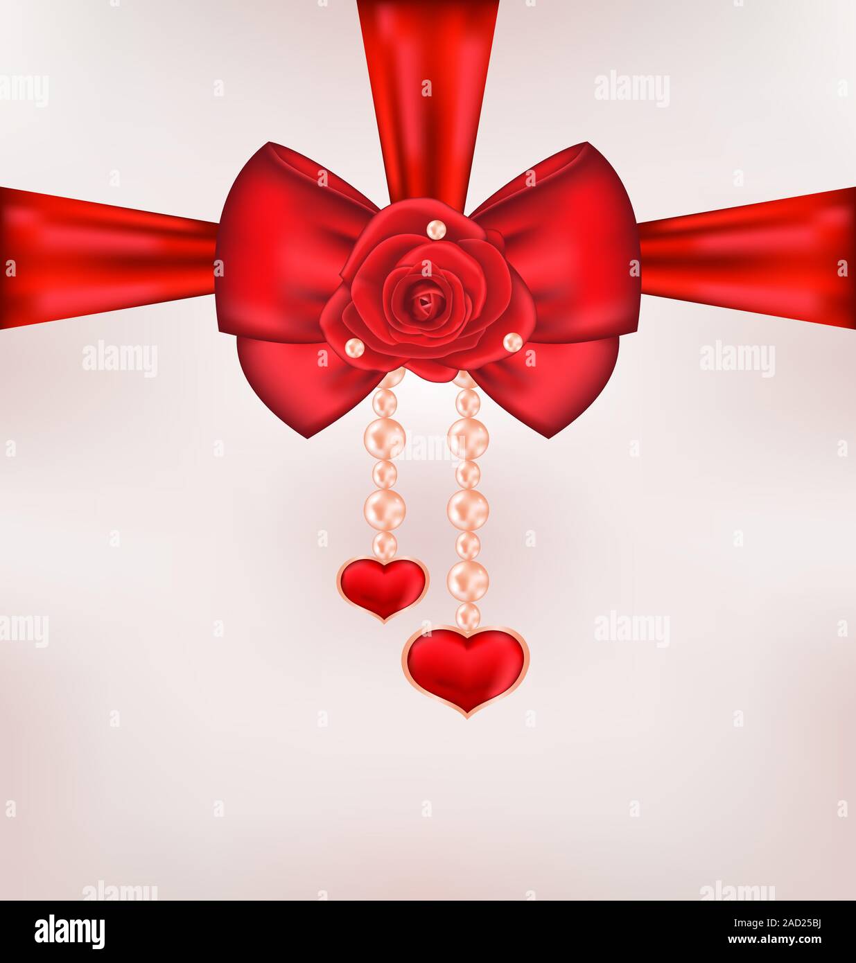 valentine ribbon bow with hearts string Stock Vector Image & Art - Alamy