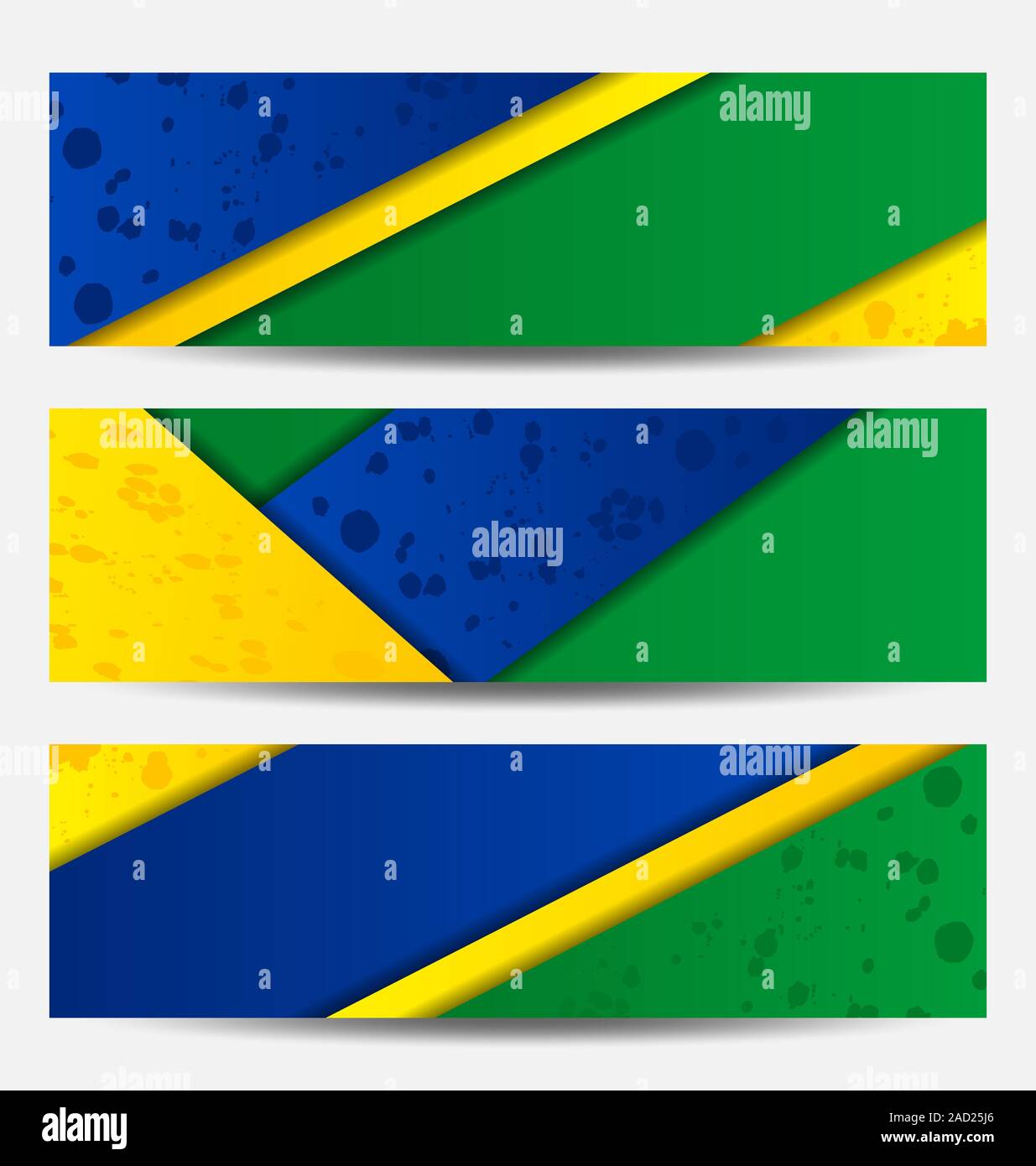 Set football flyers in Brazil flag colors Stock Photo