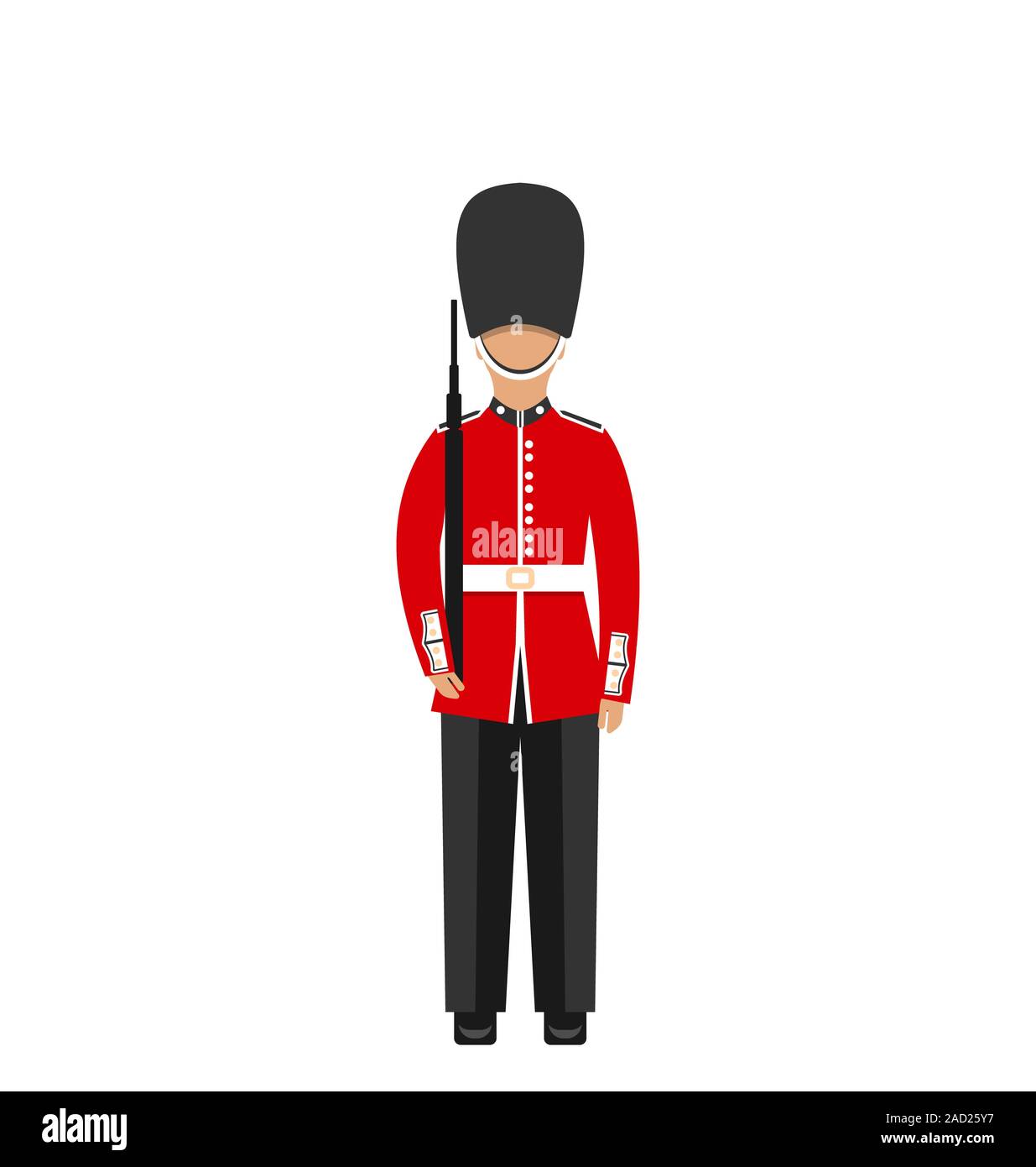 Queen's Guard. Man in Traditional Uniform with Weapon, British Soldier Stock Photo