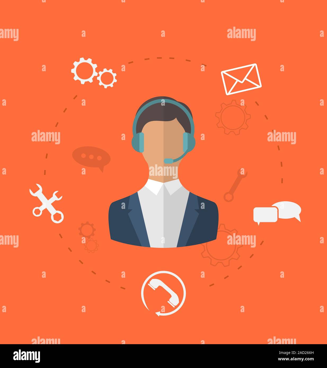 Concept of 24h online available customer support, help desk male ...
