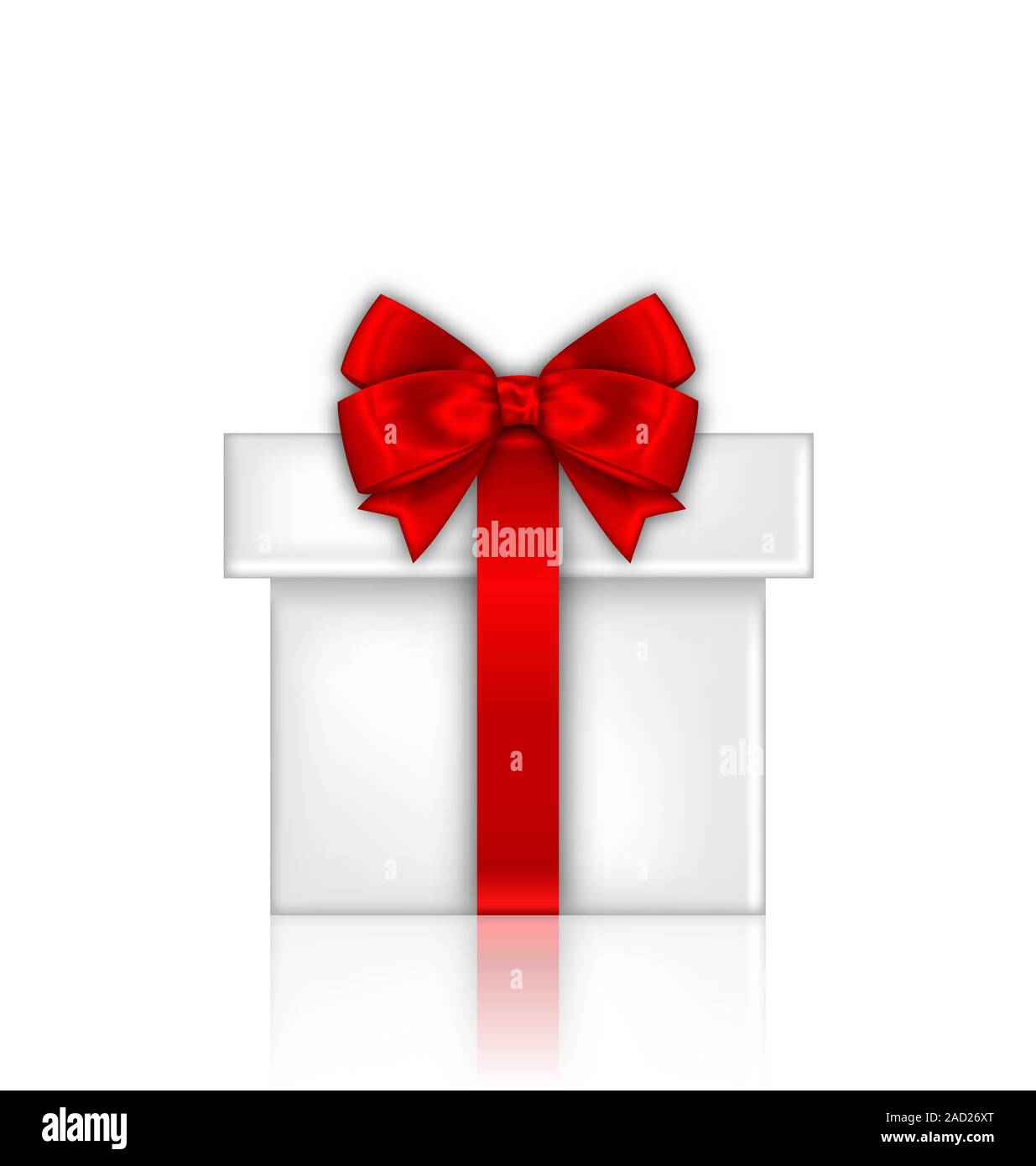 Gift Box with Red Bow Isolated on White Background Stock Photo - Alamy
