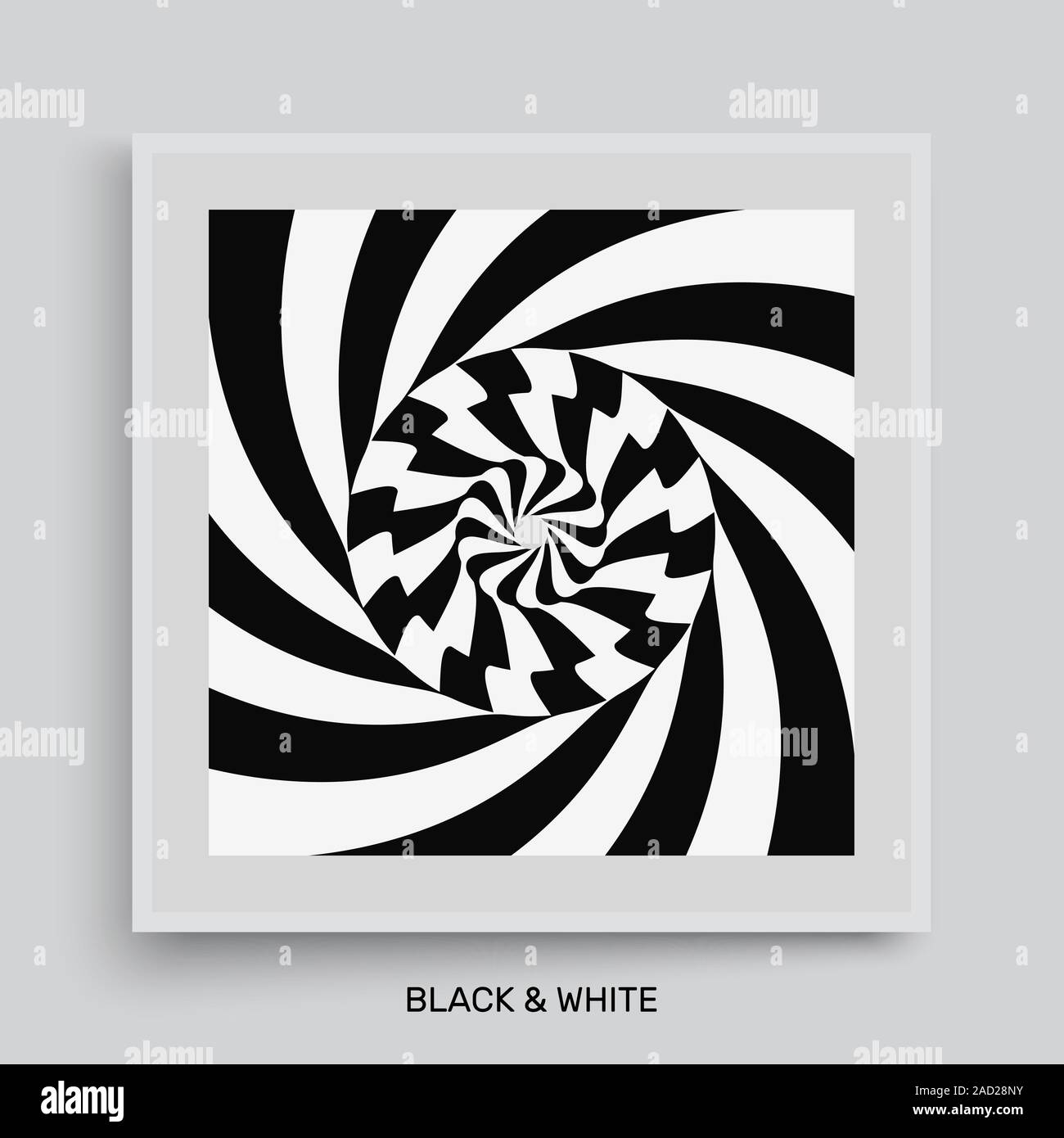 Pattern with optical illusion. Black and white background. Vector ...