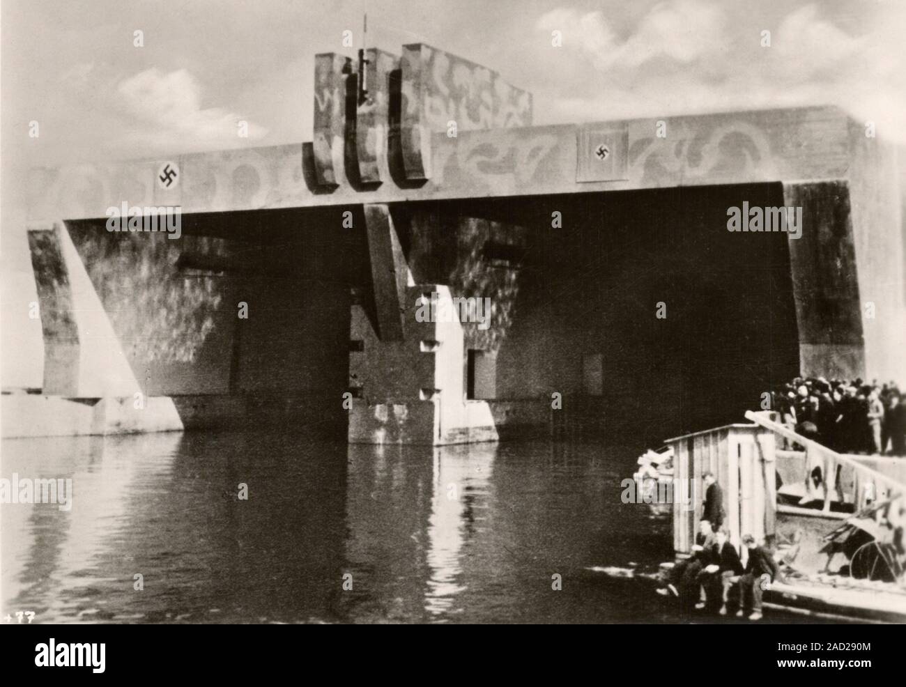 German submarine (Uboat) pens, 1940. A submarine pen is a bunker