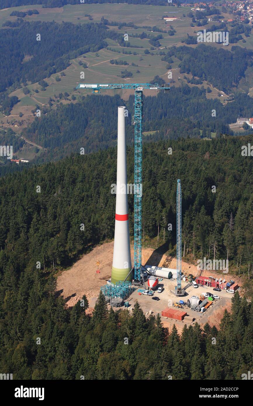 Construction of a wind energy plant in the southern Black Forest near Gersbach Stock Photo