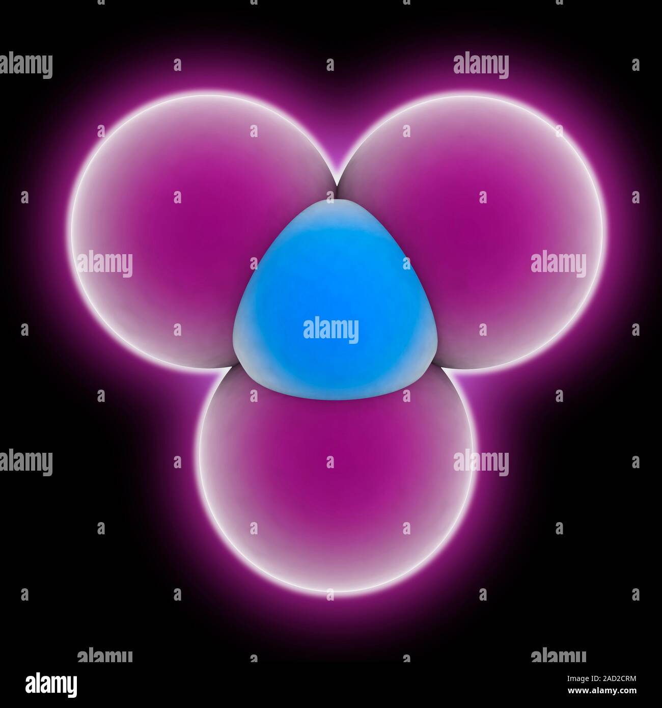 Nitrogen triiodide. Molecular model of the explosive chemical nitrogen triiodide (N.I3). This