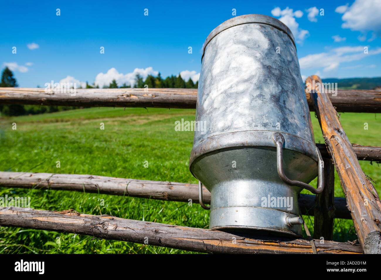 Old Milk Can Made of Aluminum. Old milk can made of metal to dry on a