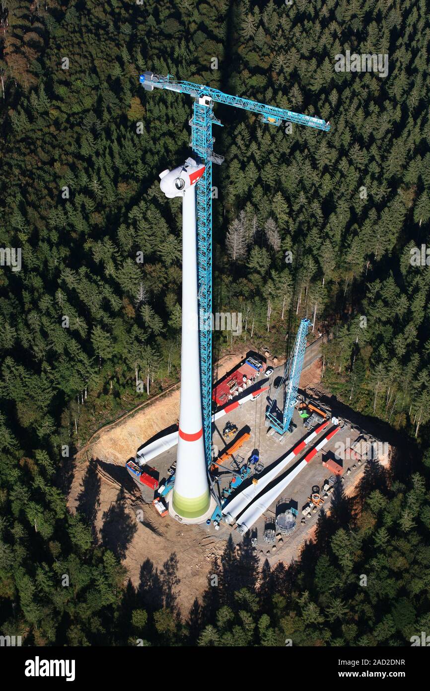 Construction of a wind energy plant in the southern Black Forest near Gersbach Stock Photo