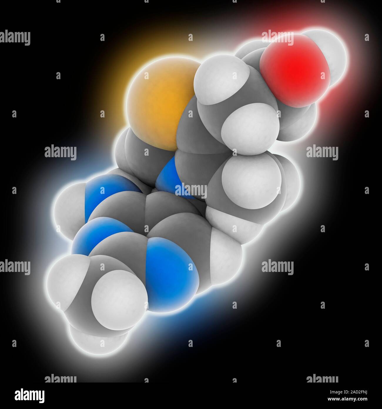 Vitamin B1. Molecular model of thiamine (C12.H17.N4.O.S), also called