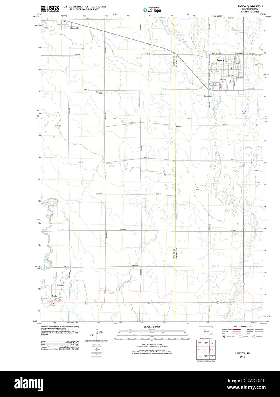 Map of lennox south dakota hires stock photography and images Alamy