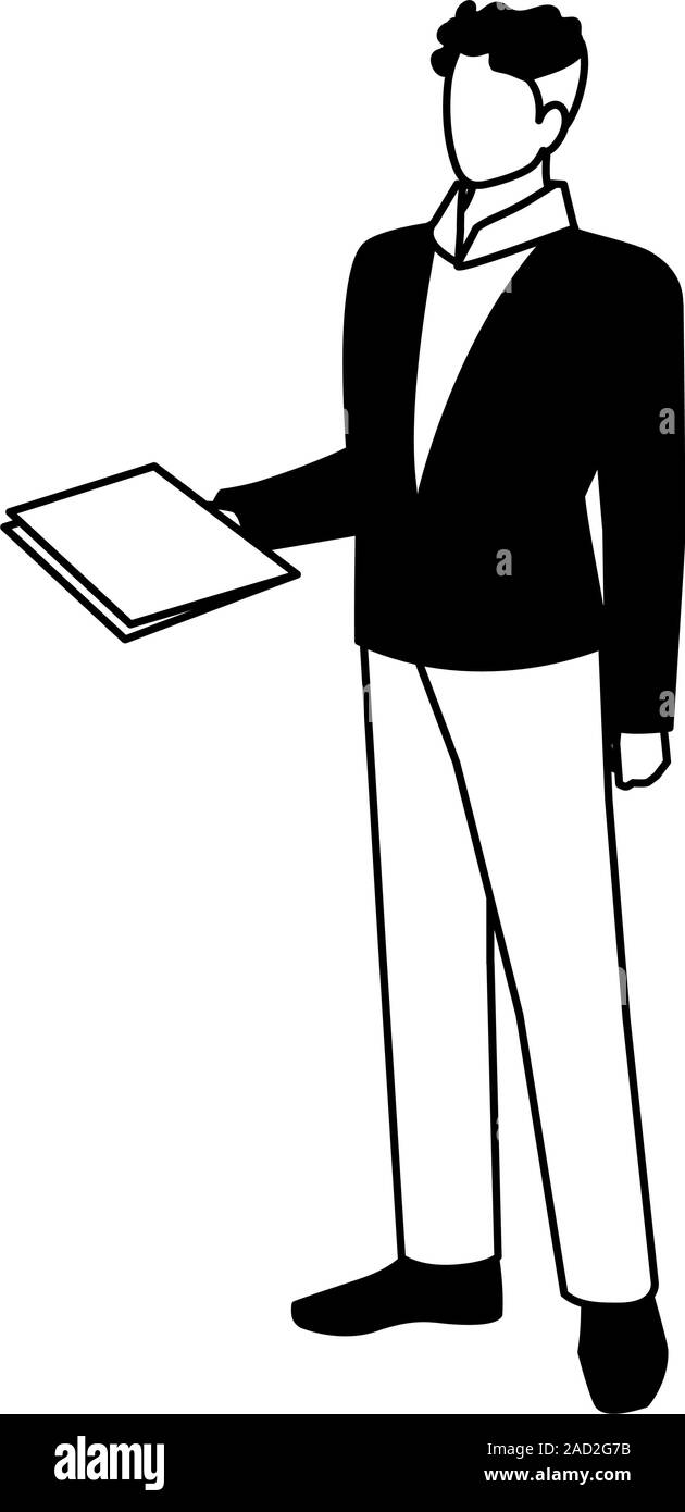 businessman with sheet of paper in hand on white background vector ...