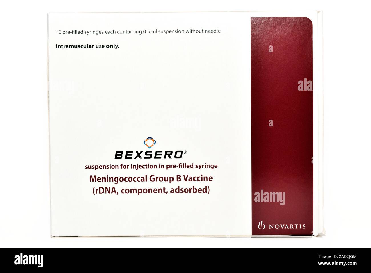 Bexsero, meningitis B vaccine. Packet of Bexsero, the meningococcal ...