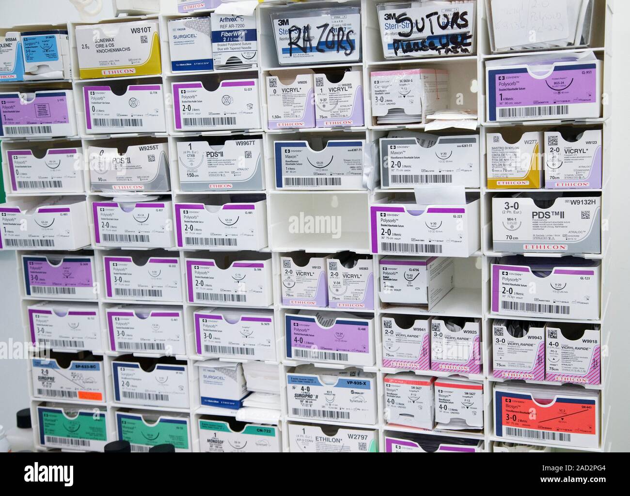 Surgical wound care storage at a hospital. These sutures and other ...