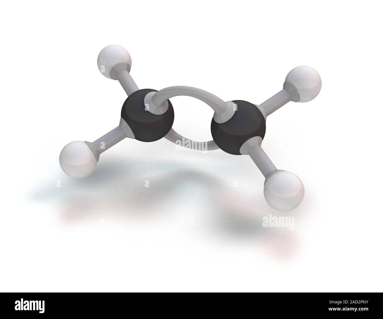Ethene molecule. Computer model showing the structure of a molecule of ...