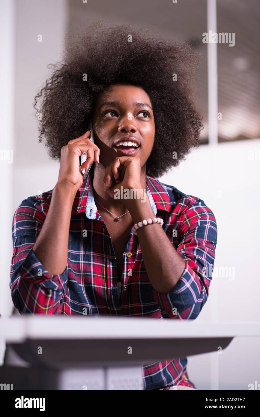 portrait of a young successful African-American woman in modern office ...