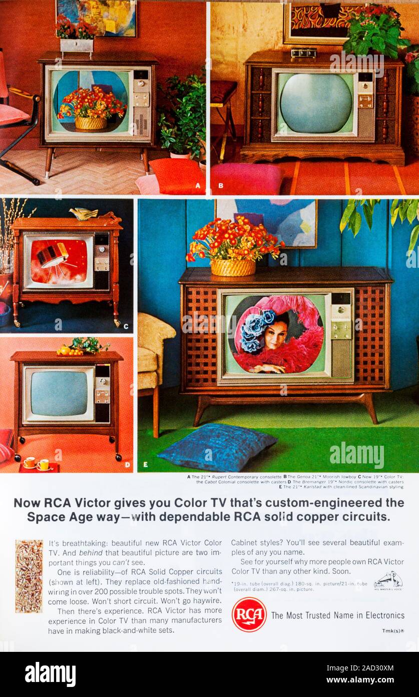 1966 magazine advert for RCA Victor televisions. Stock Photo