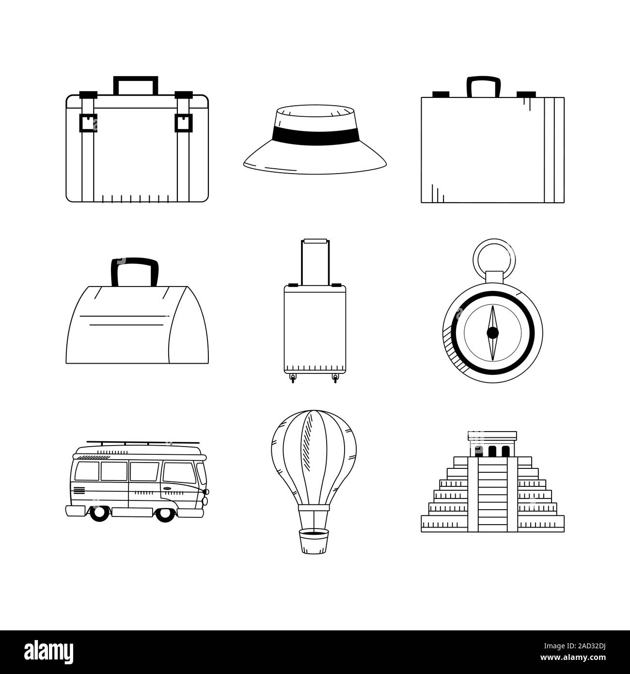 travel and monuments of the world icon set, flat design Stock Vector ...