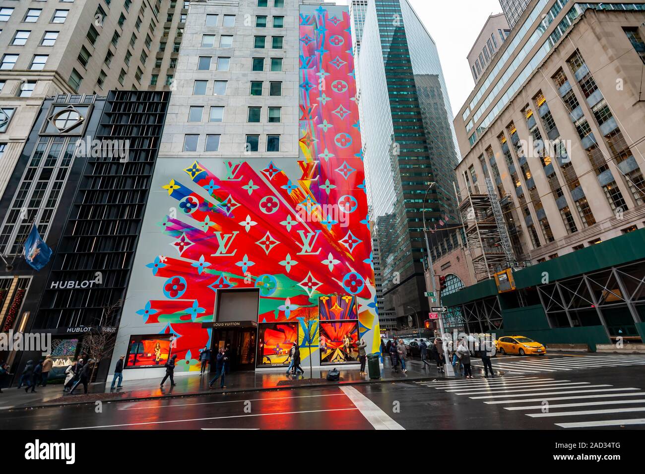 The Louis Vuitton store on Fifth Avenue in New York, seen on Sunday, December 1, 2019. decorated ...