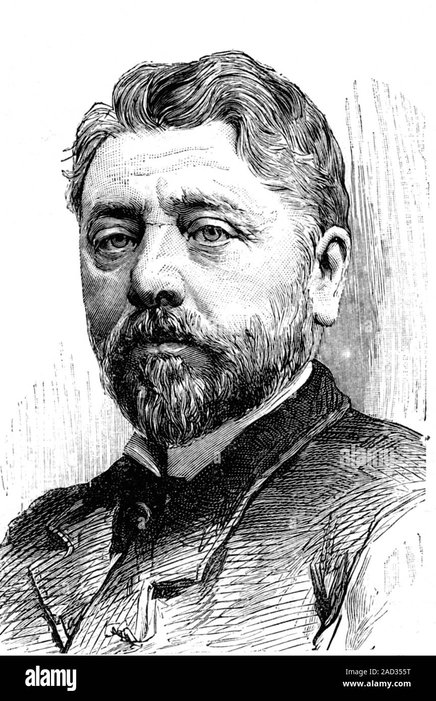 Gustave Eiffel (1832-1923). 1889 illustration of the French engineer ...