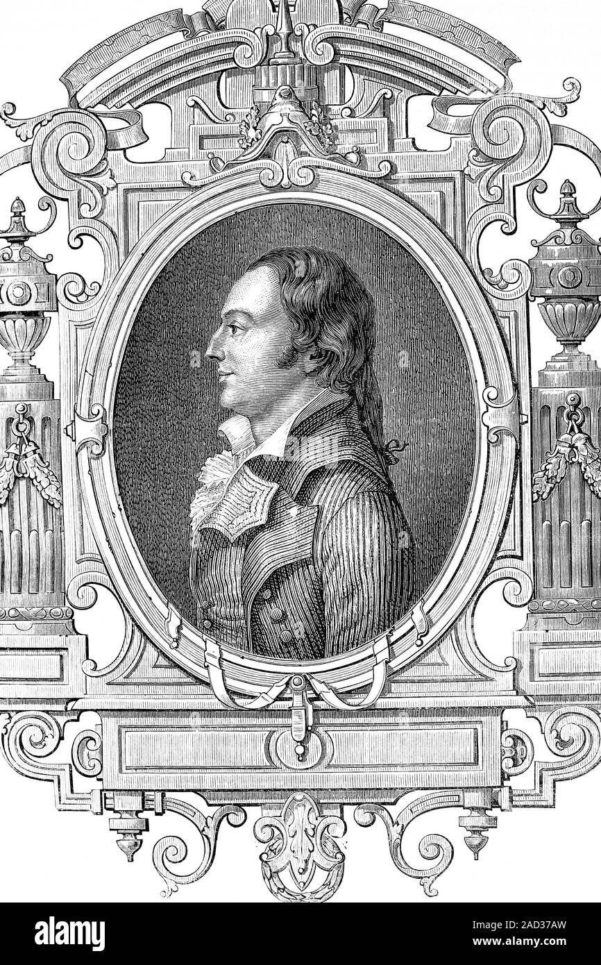 Joseph Le Bon. French politician during the French revolution. Born 1765, died 1795. Antique illustration. 1890. Stock Photo