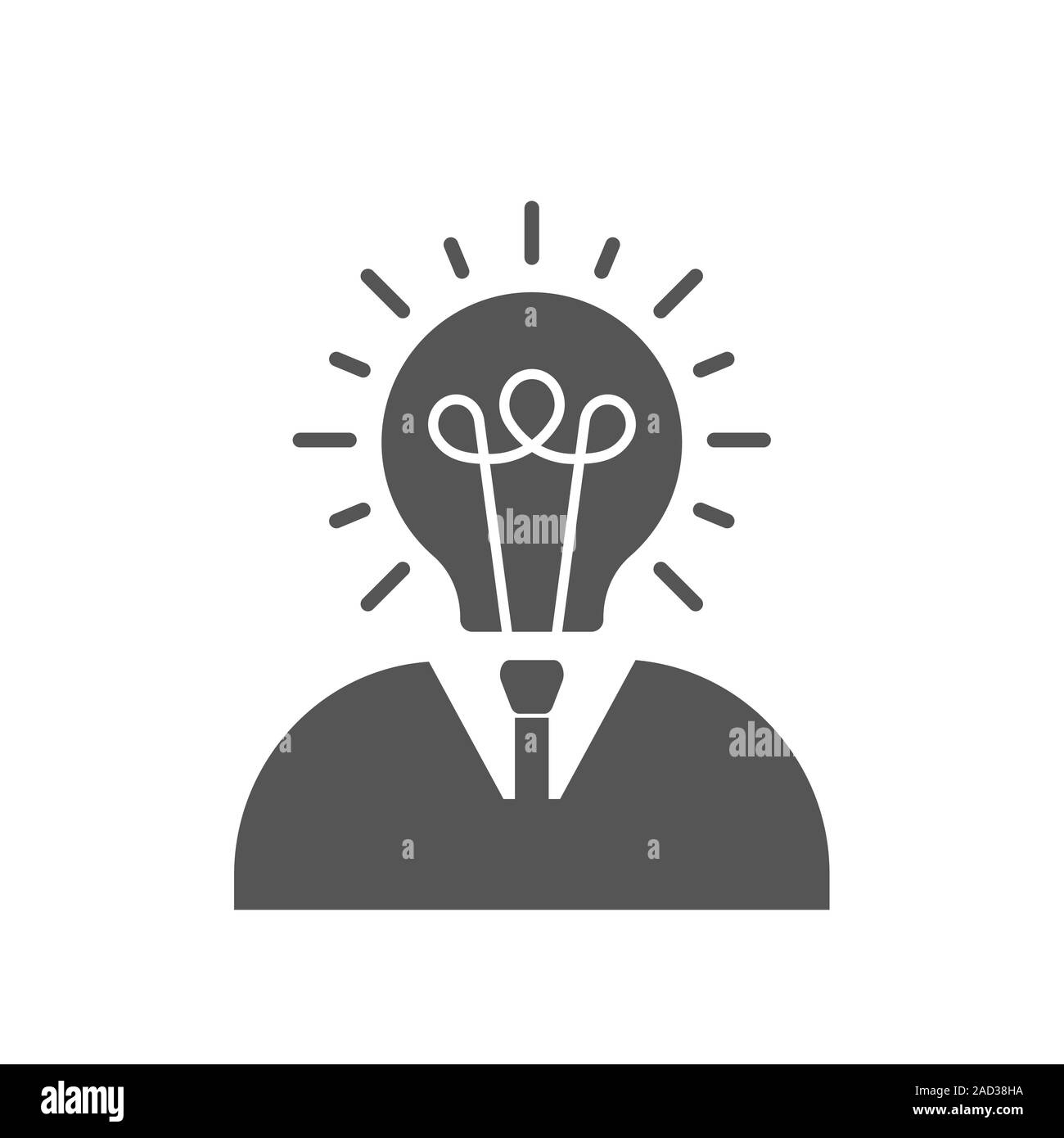 Businessman with lightbulb head flat icon on white background. EPS 10 Stock Vector