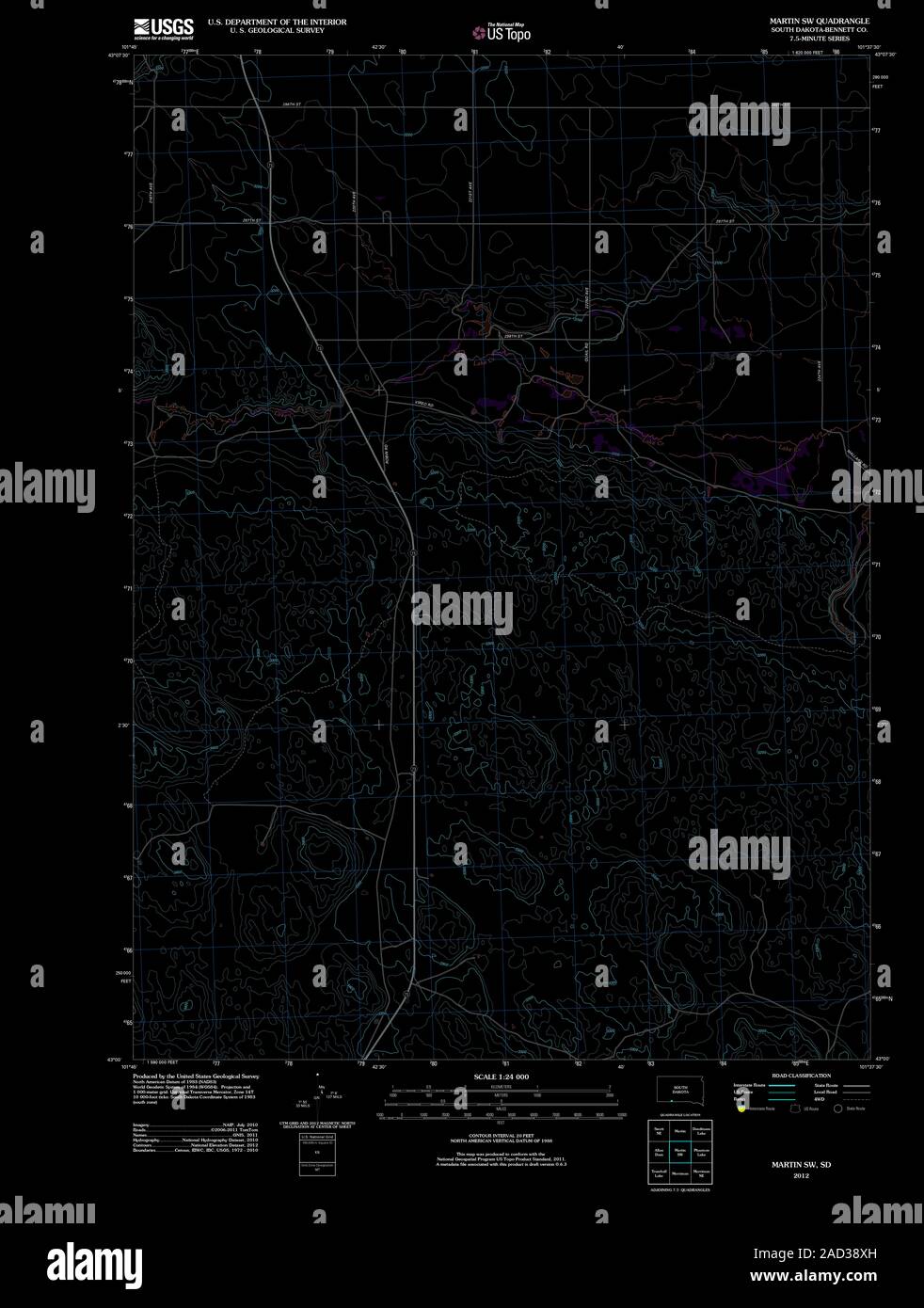 Martin Sc Map Map of martin south dakota hi-res stock photography and images - Alamy