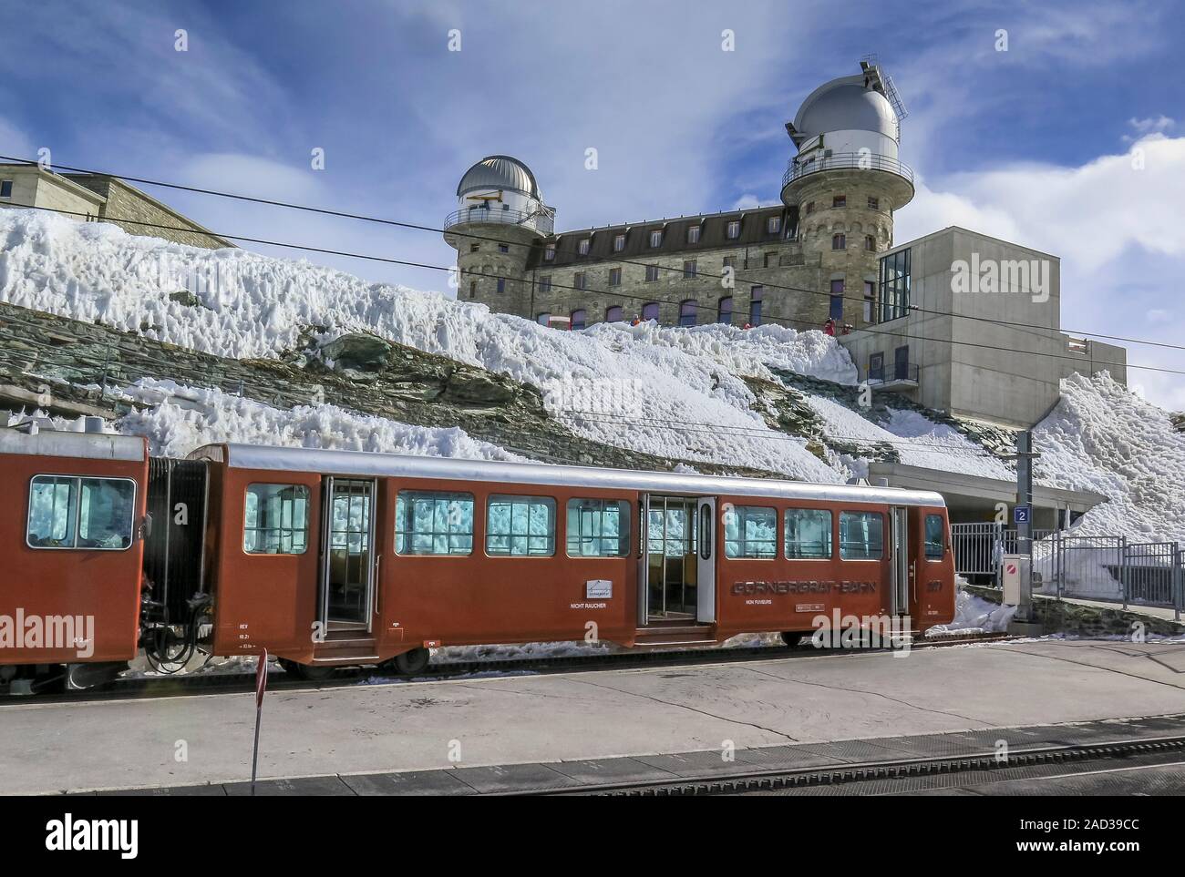Bergstation, Gornergratbahn, Wallis, Schweiz Stock Photo