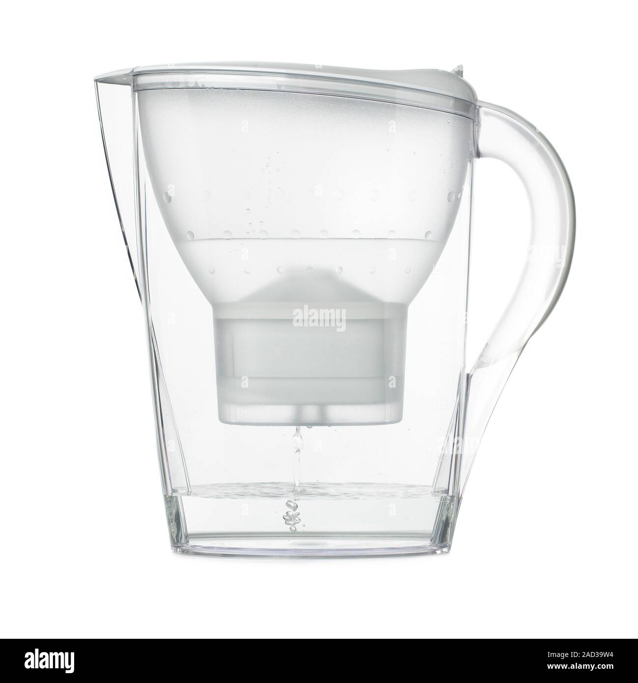 Water filter jug. A cartridge in this jug filters impurities from tap