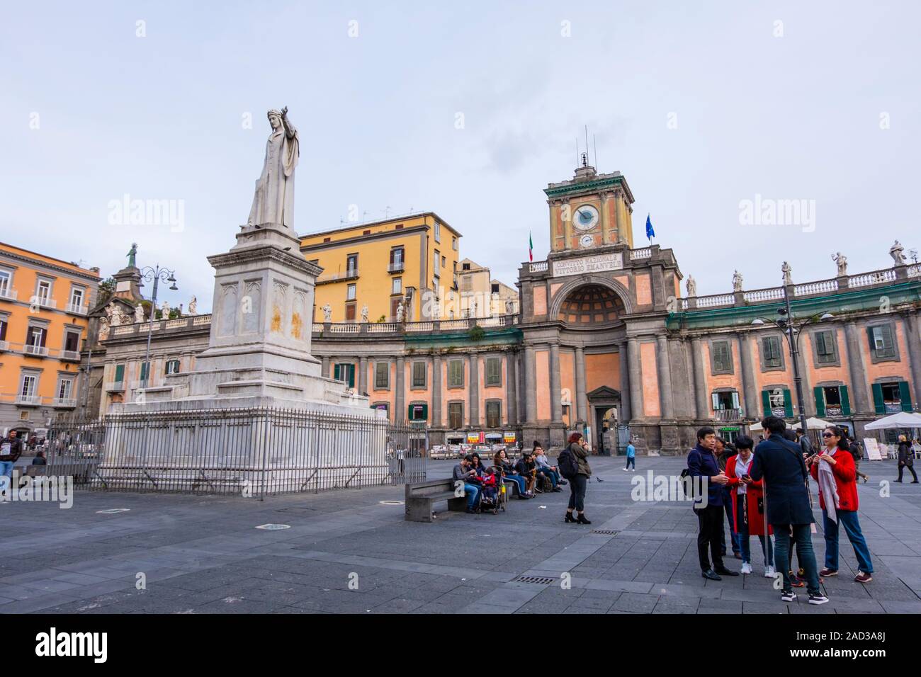 Dante memorial sculpture, Piazza Dante, Naples, Italy Stock Photo
