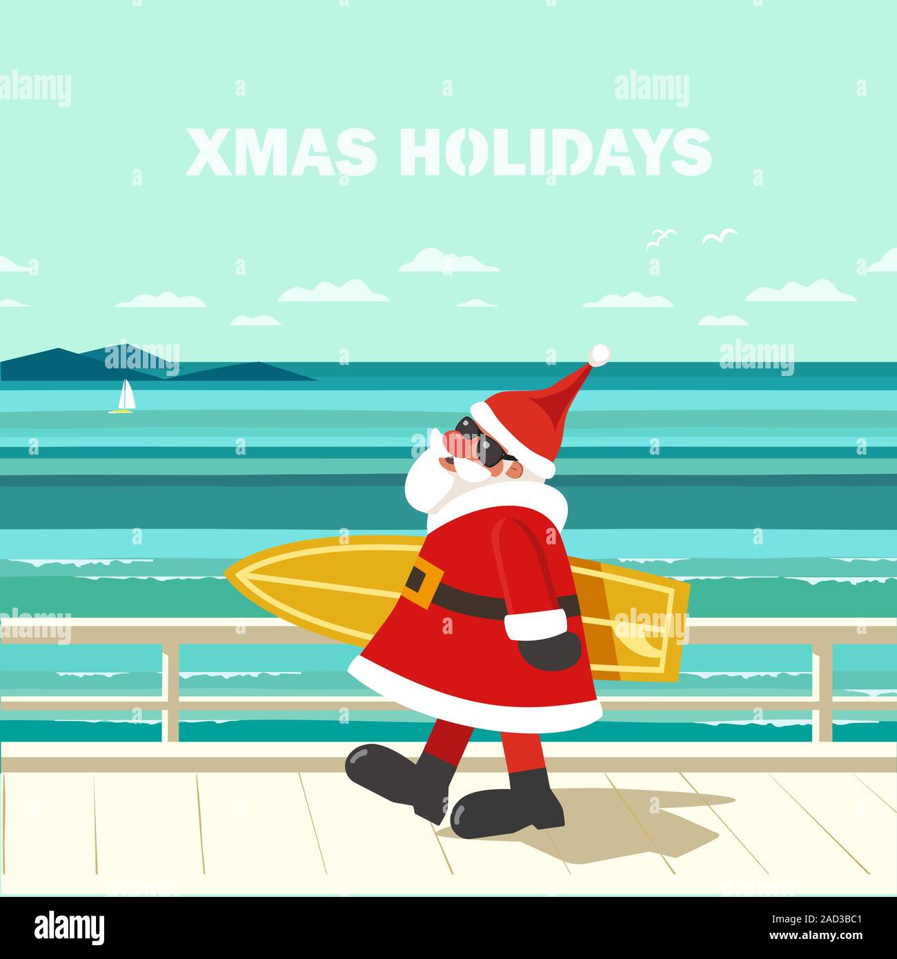 Winter holiday seaside vacation vector poster Stock Vector